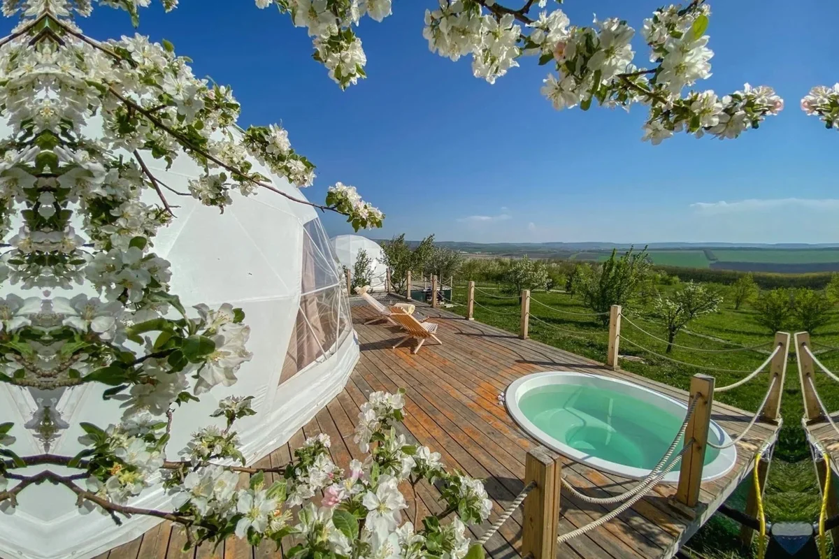 Luxury glamping dome accommodation
