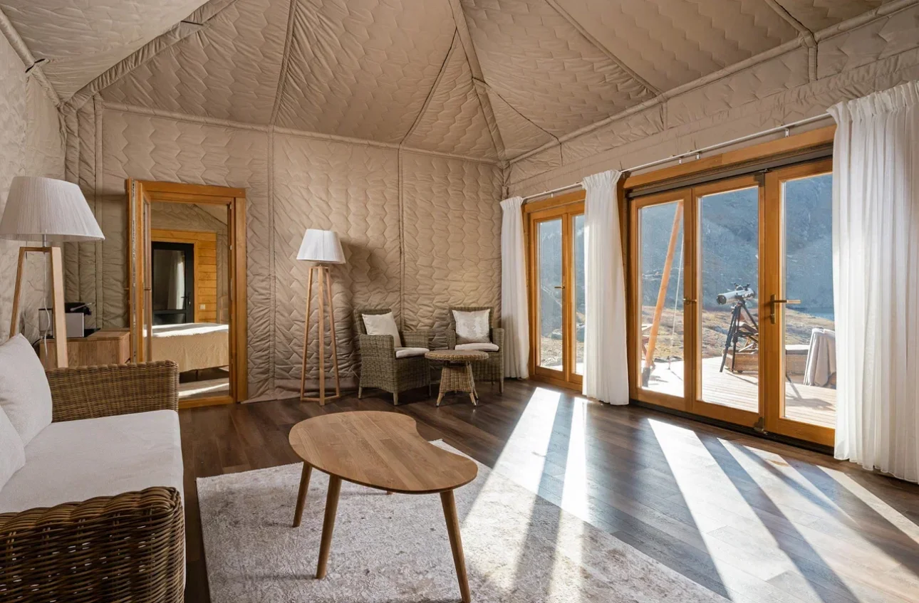 Custom luxury interior of a Wildhomes glamping lodge