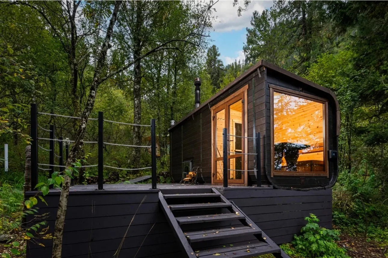 Premium wellness sauna designed as part of a high-end glamping hospitality project